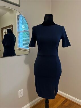 Nasty Gal Navy Blue Fitted Dress